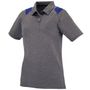 Womens 3-Button, Graphite Heather w/contrasting Shoulder Inserts Polo Shirt GRAPHITE HEATHER/PURPLE Pocket