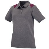 Womens 3-Button, Graphite Heather w/contrasting Shoulder Inserts Polo Shirt GRAPHITE HEATHER/MAROON Pocket