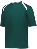 Holloway 1/4 ZIp Clubhouse Pullover 229581 DARK GREEN/WHITE Pocket