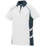 Womens, 2-Color, Vented, Wicking Polo Shirt WHITE/SLATE/WHITE Pocket