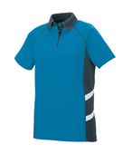 Womens, 2-Color, Vented, Wicking Polo Shirt POWER BLUE/SLATE/WHITE Pocket