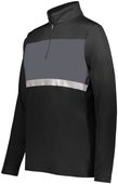 Holloway Ladies Prism Bold 1/4 Zip Pullover 222791 BLACK/CARBON Pocket