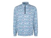 Cutter & Buck Mens Traverse Camo Quarter Zip Pullover MCK01081 INDIGO Pocket