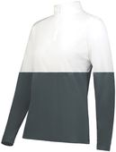 Holloway Ladies Momentum Team 1/4 Zip Pullover 223700 IRON/WHITE Pocket