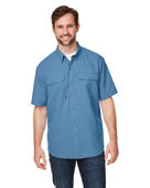 Dri Duck Men's Crossroad Dobby Short-Sleeve Woven Shirt 4445DD SLATE BLUE Pocket