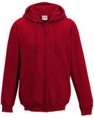 Just Hoods By Awdis Men's 80/20 Midweight College Full-Zip Hooded Sweatshirt JHA050 FIRE RED Pocket