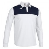 Joma Mens/Boys Polo Shirt Winner II Antracite Long Sleeve 101332 WHITE-NAVY Pocket