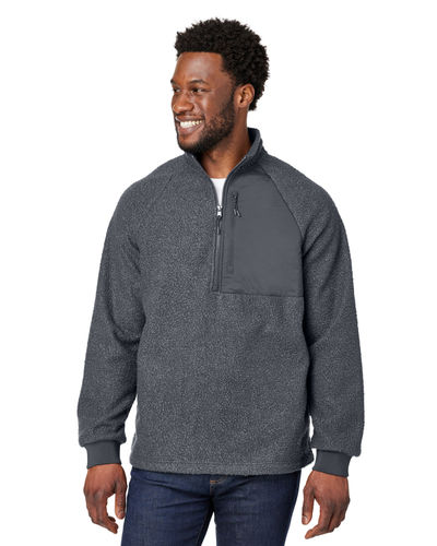 North End Men's Aura Sweater Fleece Quarter-Zip NE713 CARBON/ CARBON Pocket