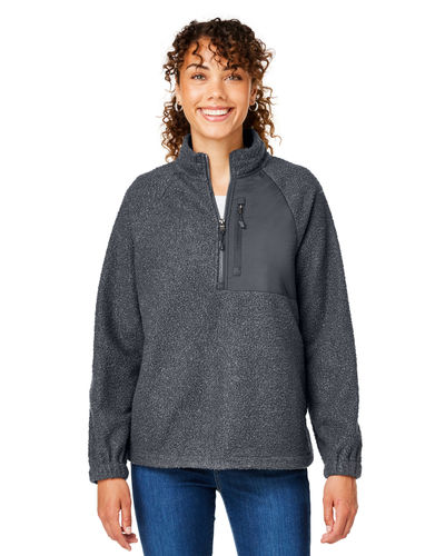 North End Ladies' Aura Sweater Fleece Quarter-Zip NE713W CARBON/ CARBON Pocket
