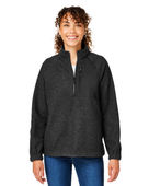 North End Ladies' Aura Sweater Fleece Quarter-Zip NE713W BLACK/ BLACK Pocket