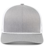 Pacific Headwear Trucker Snapback Braid Cap 104BR HEATHER GREY/WHITE/HEATHER GREY Front