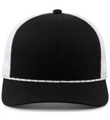 Pacific Headwear Trucker Snapback Braid Cap 104BR BLACK/WHITE/BLACK Front