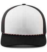 Pacific Headwear Trucker Snapback Braid Cap 104BR WHITE/BLACK/BLACK Front