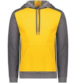 Augusta Adult Three-Season Fleece Pullover Hoodie 6865 GOLD/CARBON HEATHER Front