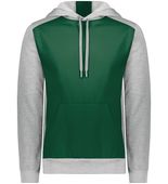 Augusta Adult Three-Season Fleece Pullover Hoodie 6865 DARK GREEN/GREY HEATHER Front