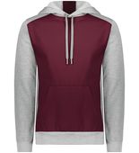 Augusta Adult Three-Season Fleece Pullover Hoodie 6865 MAROON/GREY HEATHER Front