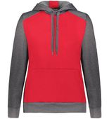 Augusta Ladies Three-Season Fleece Pullover Hoodie 6867 SCARLET/CARBON HEATHER Front
