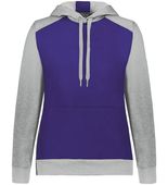 Augusta Ladies Three-Season Fleece Pullover Hoodie 6867 PURPLE/GREY HEATHER Front