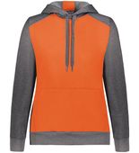 Augusta Ladies Three-Season Fleece Pullover Hoodie 6867 ORANGE/CARBON HEATHER Front