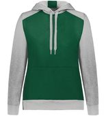Augusta Ladies Three-Season Fleece Pullover Hoodie 6867 DARK GREEN/GREY HEATHER Front