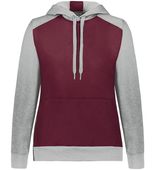 Augusta Ladies Three-Season Fleece Pullover Hoodie 6867 MAROON/GREY HEATHER Front
