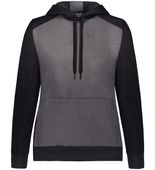 Augusta Ladies Three-Season Fleece Pullover Hoodie 6867 CARBON HEATHER/BLACK Front