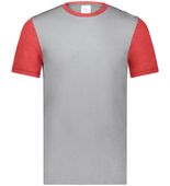 Augusta Gameday Vintage Ringer Tee 6876 GREY HEATHER/SCARLET HEATHER Front