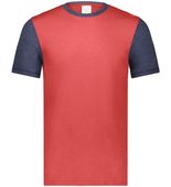 Augusta Youth Gameday Vintage Ringer Tee 6877 SCARLET HEATHER/NAVY HEATHER Front