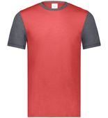 Augusta Youth Gameday Vintage Ringer Tee 6877 SCARLET HEATHER/CARBON HEATHER Front