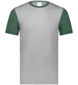 Augusta Youth Gameday Vintage Ringer Tee 6877 GREY HEATHER/DARK GREEN HEATHER Front