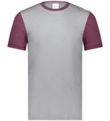 Augusta Youth Gameday Vintage Ringer Tee 6877 GREY HEATHER/MAROON HEATHER Front