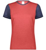 Augusta Ladies Gameday Vintage Ringer Tee 6878 SCARLET HEATHER/NAVY HEATHER Front
