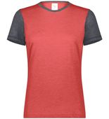 Augusta Ladies Gameday Vintage Ringer Tee 6878 SCARLET HEATHER/CARBON HEATHER Front