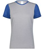 Augusta Ladies Gameday Vintage Ringer Tee 6878 GREY HEATHER/ROYAL HEATHER Front