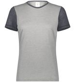 Augusta Ladies Gameday Vintage Ringer Tee 6878 GREY HEATHER/CARBON HEATHER Front