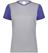 Augusta Ladies Gameday Vintage Ringer Tee 6878 GREY HEATHER/PURPLE HEATHER Front