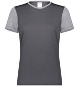 Augusta Ladies Gameday Vintage Ringer Tee 6878 CARBON HEATHER/GREY HEATHER Front