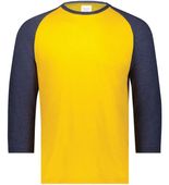 Augusta Gameday Vintage 3/4 Tee 6879 GOLD HEATHER/NAVY HEATHER Front