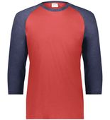 Augusta Gameday Vintage 3/4 Tee 6879 SCARLET HEATHER/NAVY HEATHER Front