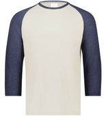 Augusta Youth Gameday Vintage 3/4 Tee 6880 BIRCH/NAVY HEATHER Front