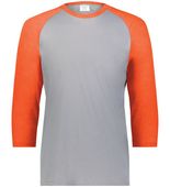Augusta Youth Gameday Vintage 3/4 Tee 6880 GREY HEATHER/ORANGE HEATHER Front