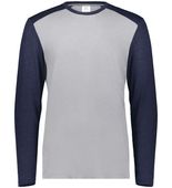 Augusta Gameday Vintage Long Sleeve Tee 6881 GREY HEATHER/NAVY HEATHER Front