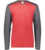 Augusta Youth Gameday Vintage Long Sleeve Tee 6882 SCARLET HEATHER/CARBON HEATHER Front