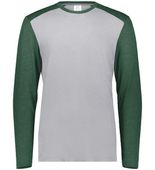 Augusta Youth Gameday Vintage Long Sleeve Tee 6882 GREY HEATHER/DARK GREEN HEATHER Front