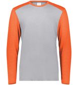 Augusta Youth Gameday Vintage Long Sleeve Tee 6882 GREY HEATHER/ORANGE HEATHER Front