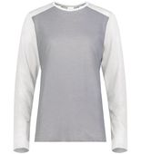 Augusta Ladies Gameday Vintage Long Sleeve Tee 6883 GREY HEATHER/WHITE Front