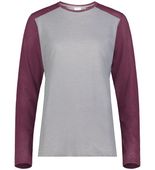 Augusta Ladies Gameday Vintage Long Sleeve Tee 6883 GREY HEATHER/MAROON HEATHER Front