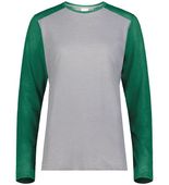 Augusta Ladies Gameday Vintage Long Sleeve Tee 6883 GREY HEATHER/KELLY HEATHER Front