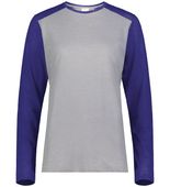 Augusta Ladies Gameday Vintage Long Sleeve Tee 6883 GREY HEATHER/PURPLE HEATHER Front