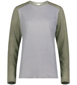 Augusta Ladies Gameday Vintage Long Sleeve Tee 6883 GREY HEATHER/OLIVE HEATHER Front